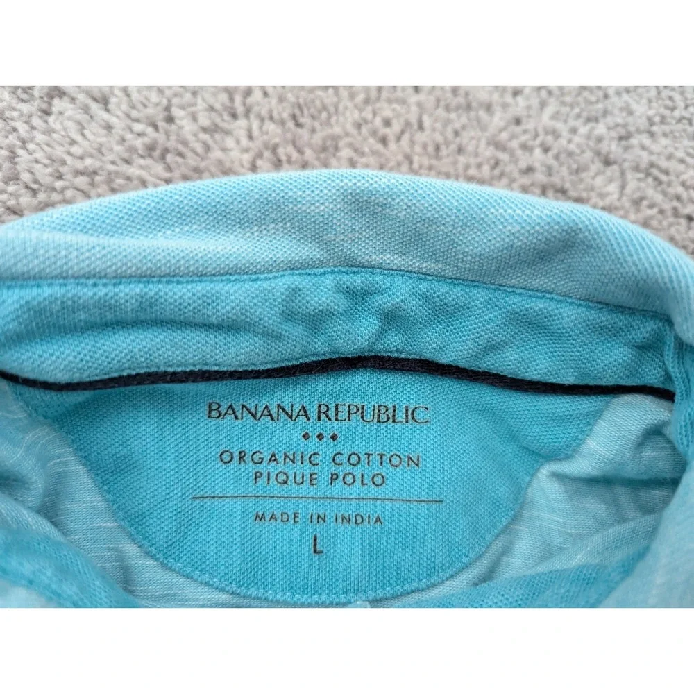 Banana Republic Polo‎ Shirt Mens Large Green Organic Cotton Pique Preppy